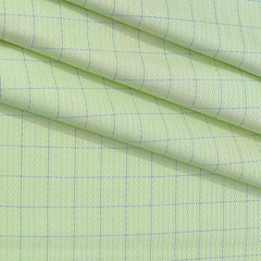 Shirt Fabric Grasim 100% Cotton Check With Dobby Colour Light Green N Blue