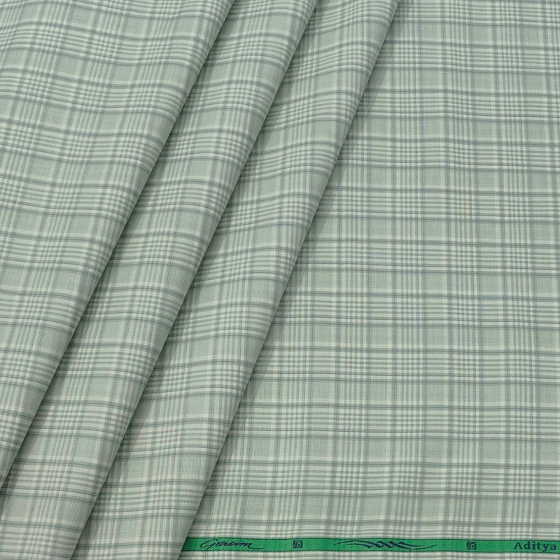 Shirt Fabric Grasim 100% Cotton Check Colour Gin Green