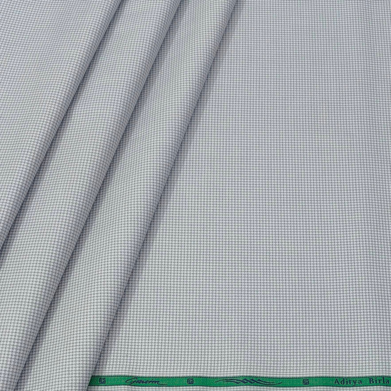 Shirt Fabric Grasim 100% Cotton Zig Zag Colour Silver Grey