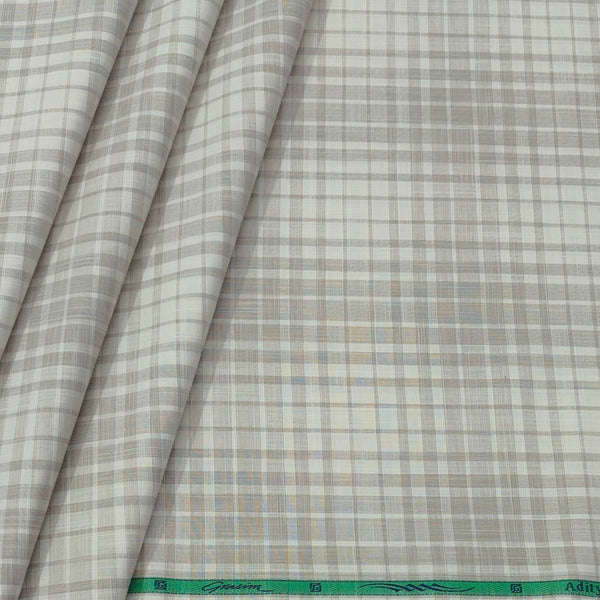 Shirt Fabric Grasim 100% Cotton Mix Check Colour Dusty Brown