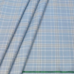 Shirt Fabric Grasim 100% Cotton Broad Check Colour Sky Blue