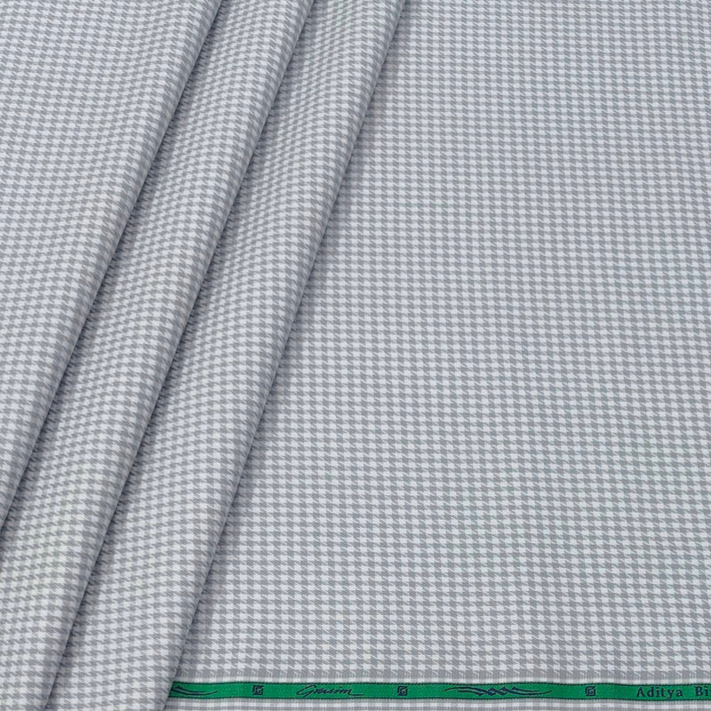 Shirt Fabric Grasim 100% Cotton Zig Zag Check Colour Silver Grey