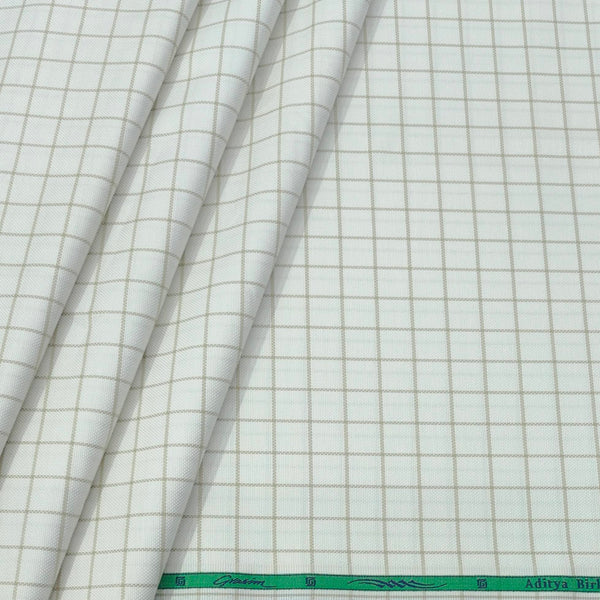 Shirt Fabric Grasim 100% Cotton Check Colour Brown