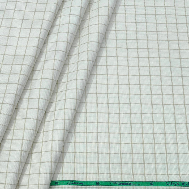 Shirt Fabric Grasim 100% Cotton Check Colour Brown