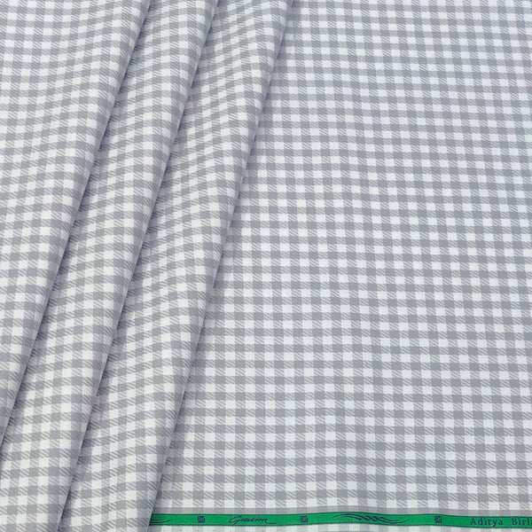 Shirt Fabric Grasim 100% Cotton Zig Zag Check Colour Grey N White