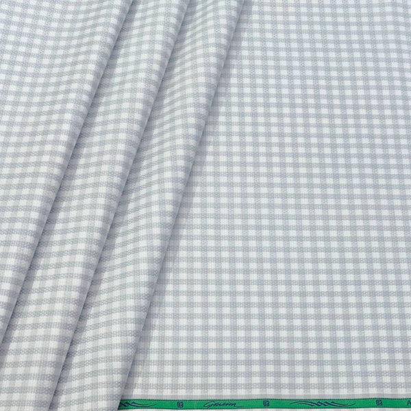 Shirt Fabric Grasim 100% Cotton Small Check Colour Silver Grey