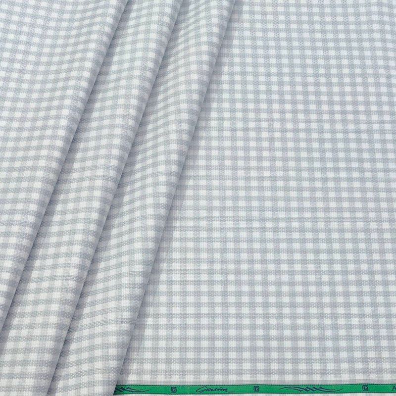 Shirt Fabric Grasim 100% Cotton Small Check Colour Silver Grey