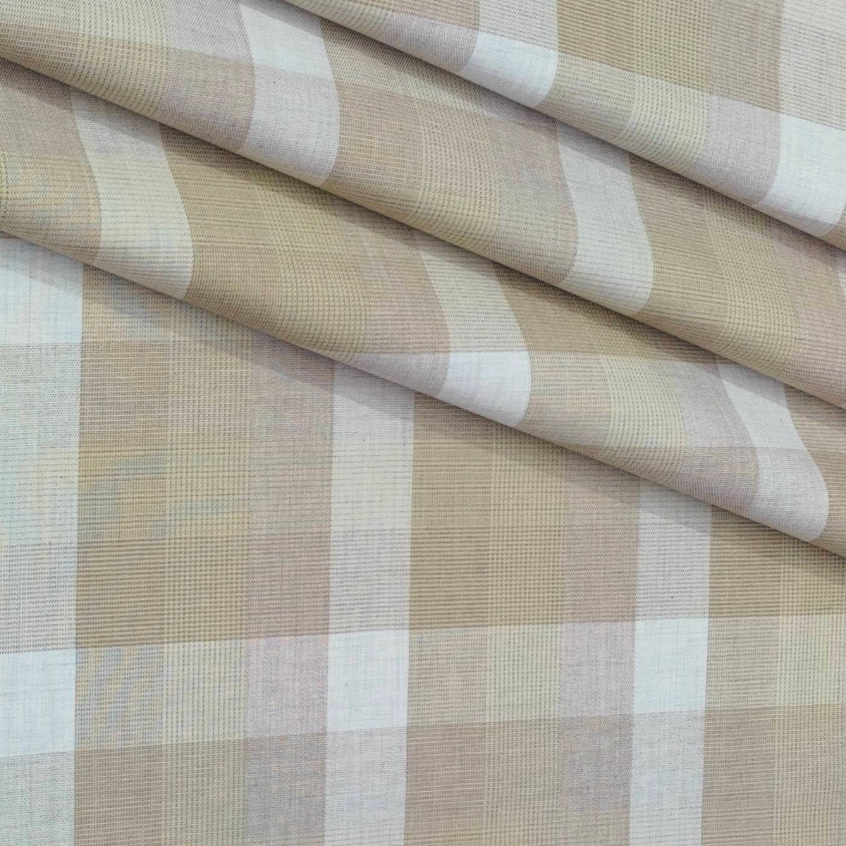 Shirt Fabric Grasim 100% Cotton Check Colour Camel Brown
