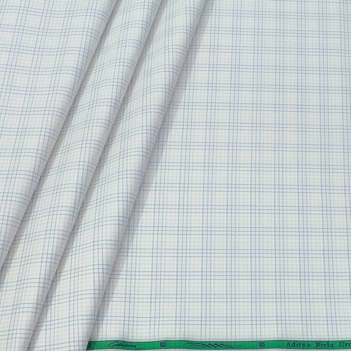 Shirt Fabric Grasim 100% Cotton Check Colour Grey N Dull Brown