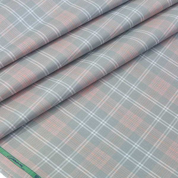 Shirt Fabric Grasim 100% Cotton Broad Check Colour Greyish Light Pink