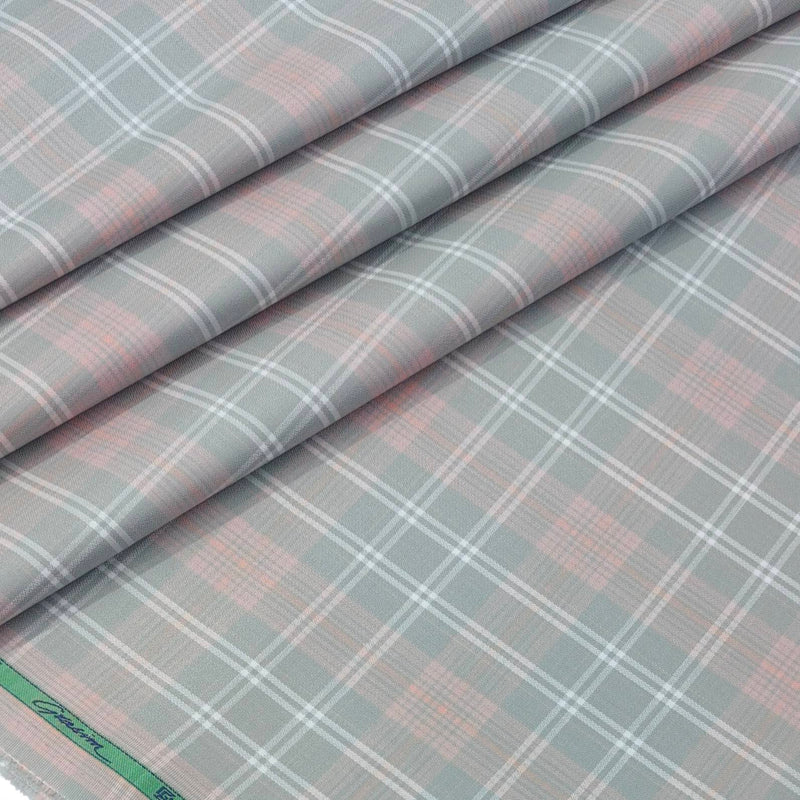 Shirt Fabric Grasim 100% Cotton Broad Check Colour Greyish Light Pink
