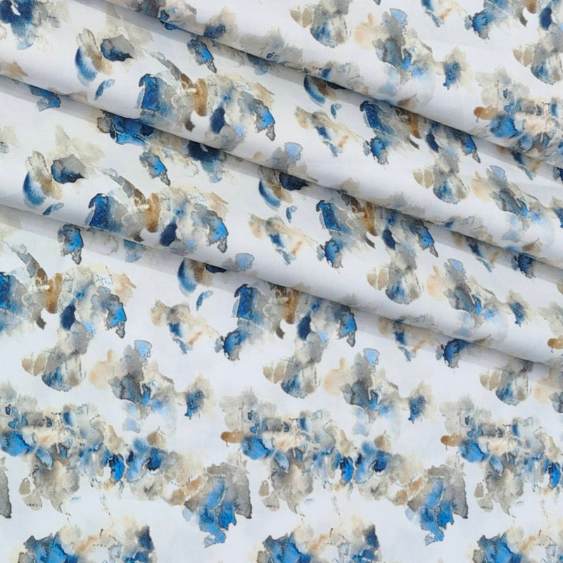 Shirt Fabric Donear Premium Giza Cotton Digital Print Colour Dull Brown N Blue