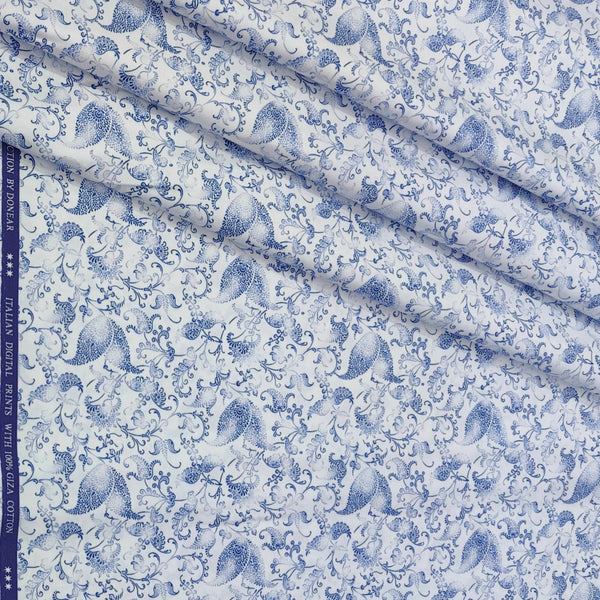 Shirt Fabric Donear Premium Giza Cotton Digital Print Colour Coffee Blue