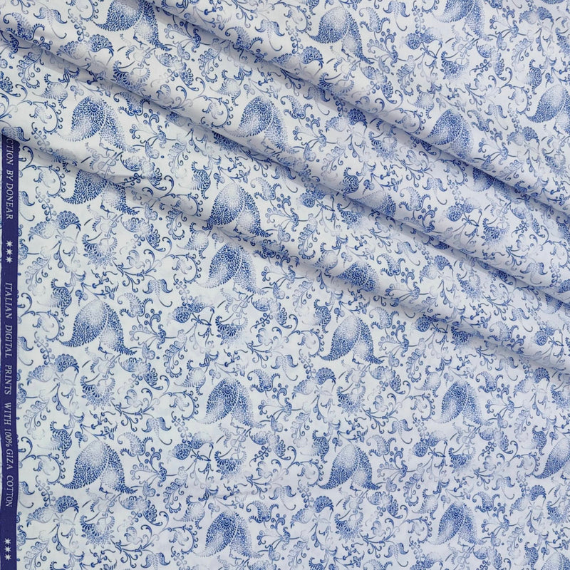 Shirt Fabric Donear Premium Giza Cotton Digital Print Colour Coffee Blue