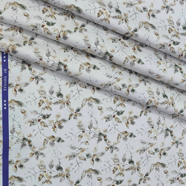 Shirt Fabric Donear Premium Giza Cotton Digital Print Colour Brown N Green