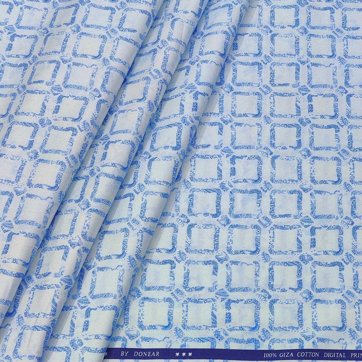 Shirt Fabric Donear Premium Giza Cotton Digital Print Colour Blue