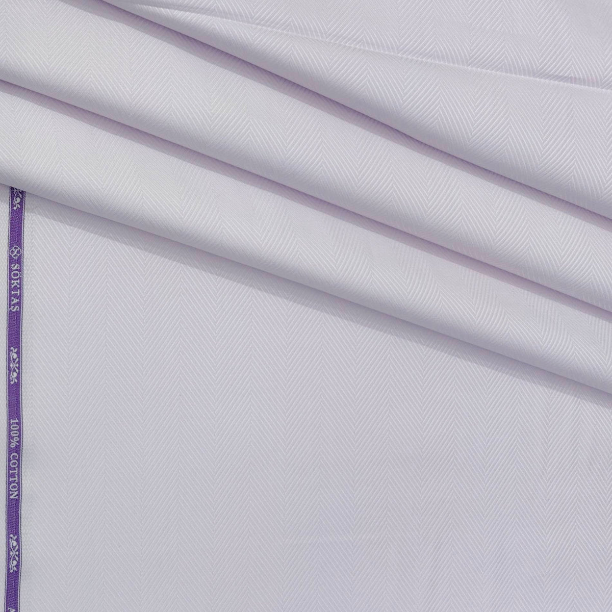 Shirt Fabric Soktas Finest 80s Giza Cotton Herringbone Colour Faded Lavender
