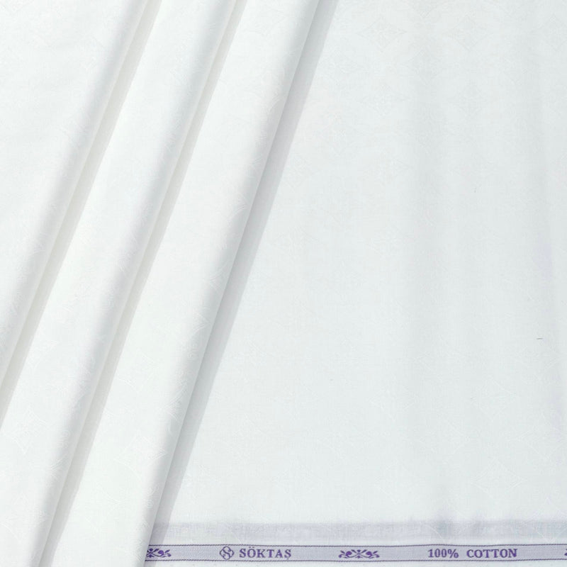 Shirt Fabric Soktas Finest 80s Giza Cotton Jacquard Colour White