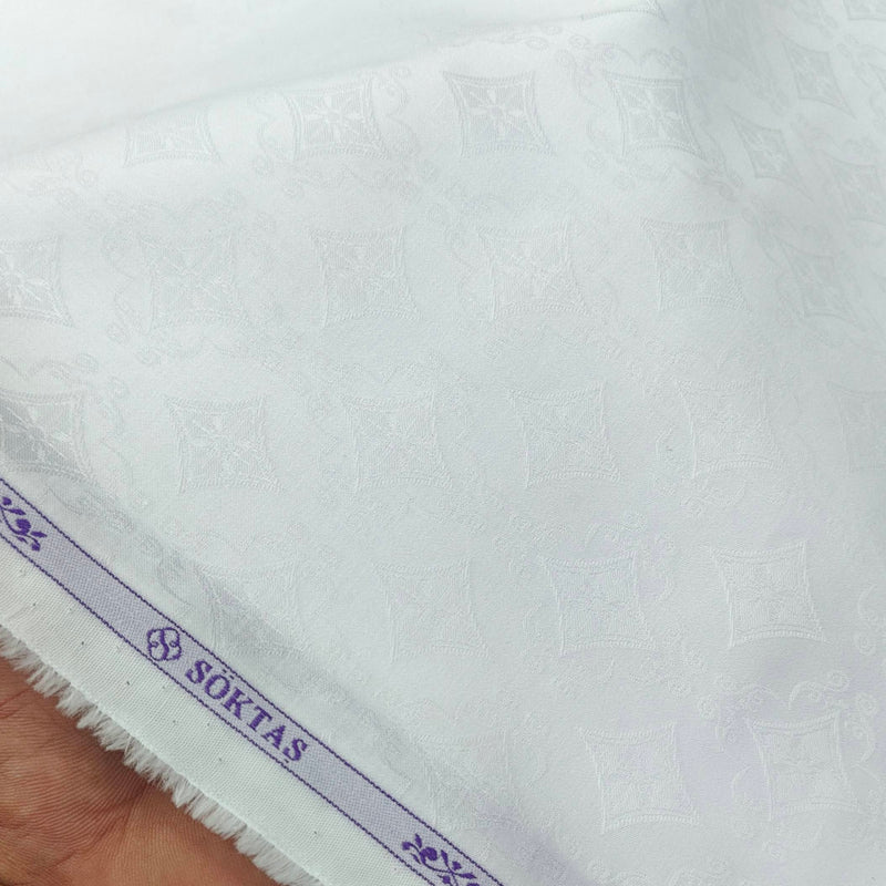 Shirt Fabric Soktas Finest 80s Giza Cotton Jacquard Colour White