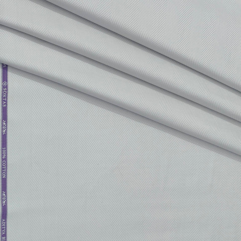 Shirt Fabric Soktas Finest 80s Giza Cotton Herringbone Colour Silver