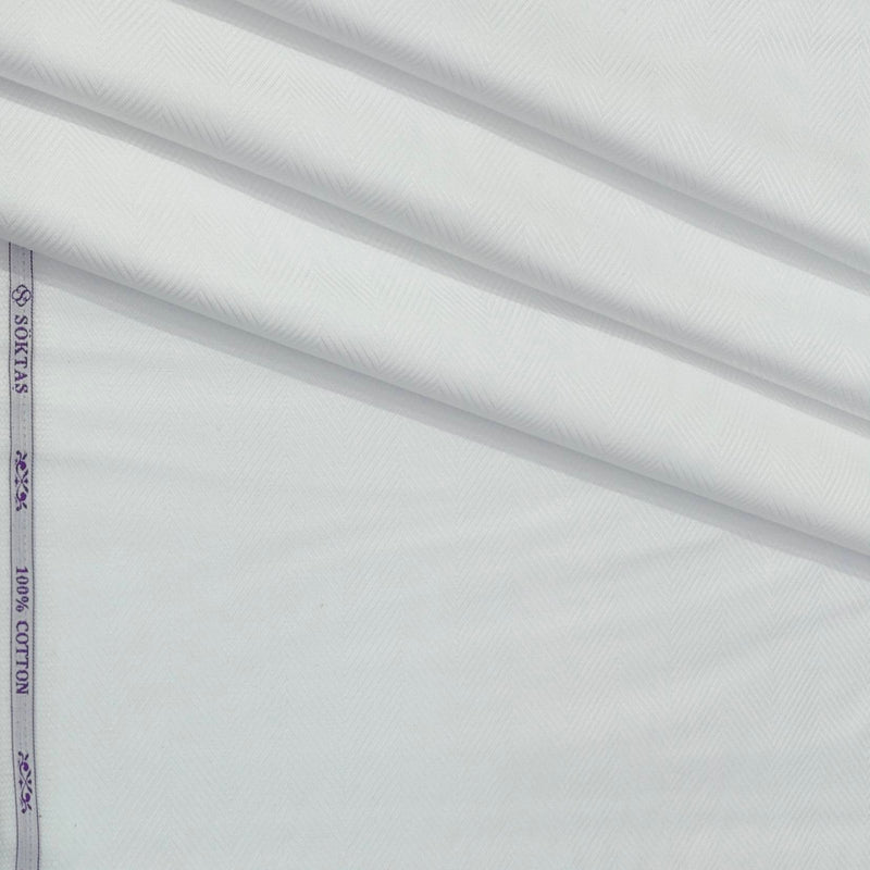 Shirt Fabric Soktas Finest 80s Giza Cotton Herringbone Colour White