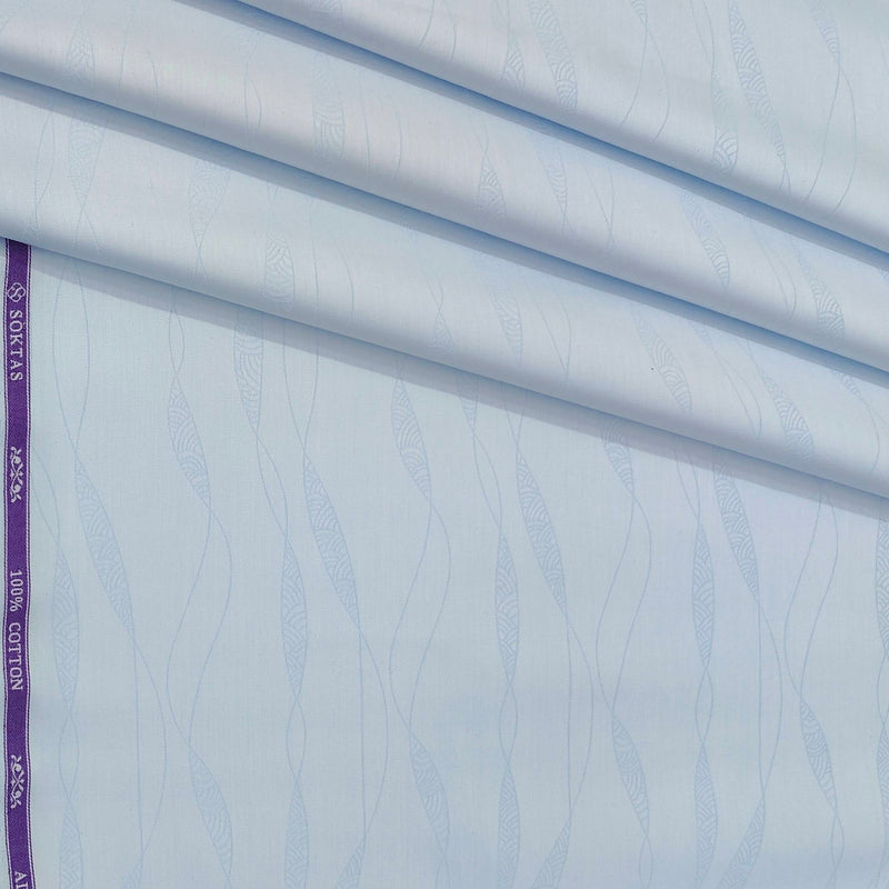 Shirt Fabric Soktas Finest 80s Giza Cotton Jacquard Colour Light Blue
