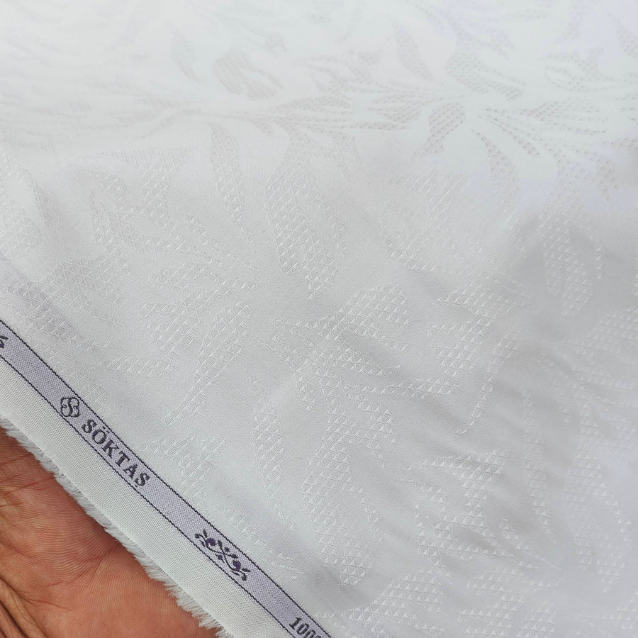 Shirt Fabric Soktas Finest 80s Giza Cotton Jacquard Colour White