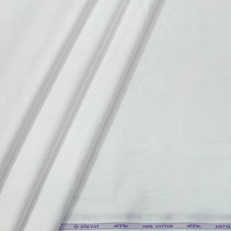 Shirt Fabric Soktas Finest 80s Giza Cotton Jacquard Colour White