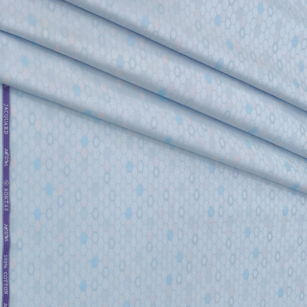 Shirt Fabric Soktas Finest 80s Giza Cotton Jacquard Colour Faded Blue