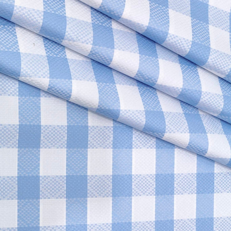 Shirt Fabric Soktas Finest 80s Giza Cotton Check With Dobby Colour Blue N White