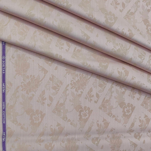 Shirt Fabric Soktas Finest 80s Giza Cotton Jacquard Colour Dull Brown N Dusty Rose Pink