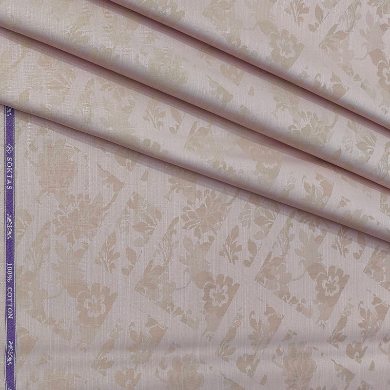 Shirt Fabric Soktas Finest 80s Giza Cotton Jacquard Colour Dull Brown N Dusty Rose Pink