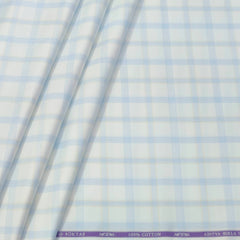 Shirt Fabric Soktas Finest 80s Giza Cotton Broad Check Colour Blue N White