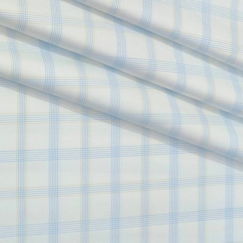 Shirt Fabric Soktas Finest 80s Giza Cotton Broad Check Colour Blue N White