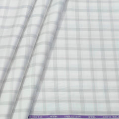 Shirt Fabric Soktas Finest 80s Giza Cotton Broad Check Colour Light Grey N Off White