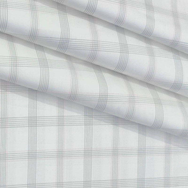 Shirt Fabric Soktas Finest 80s Giza Cotton Broad Check Colour Light Grey N Off White