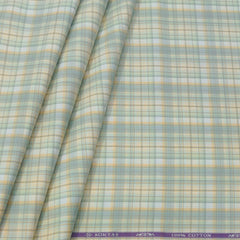 Shirt Fabric Soktas Finest 80s Giza Cotton Mix Check Colour Green N Off White