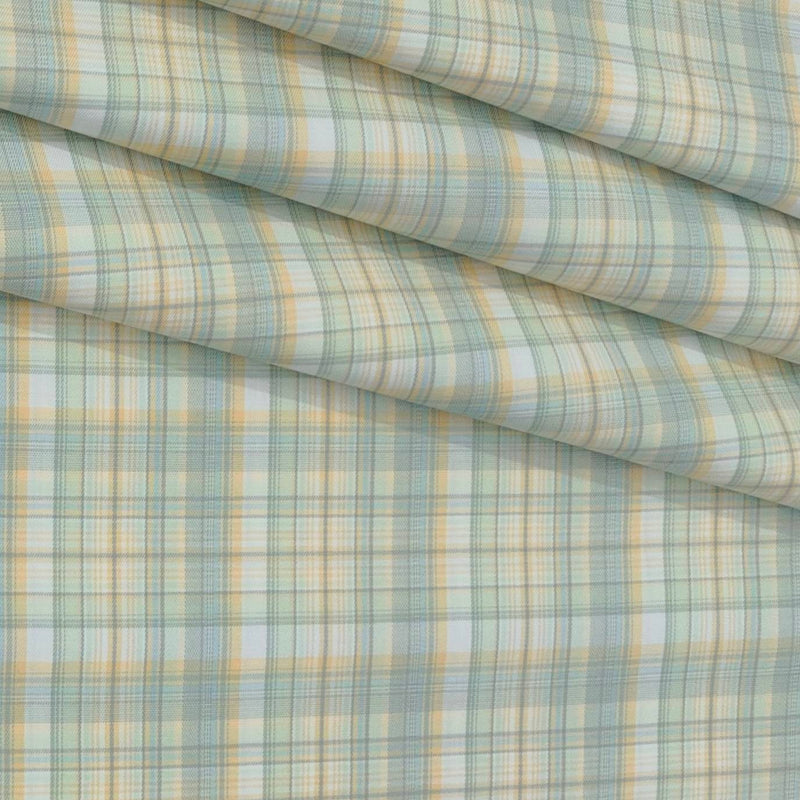 Shirt Fabric Soktas Finest 80s Giza Cotton Mix Check Colour Green N Off White