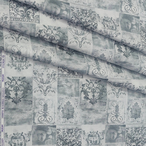 Shirt Fabric Soktas Finest 80s Giza Cotton Digital Print Colour Grey N White