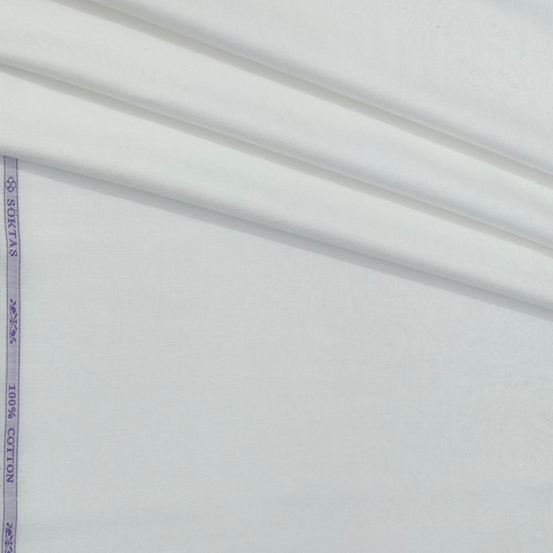 Shirt Fabric Soktas Finest 80s Giza Cotton Jacquard Colour White