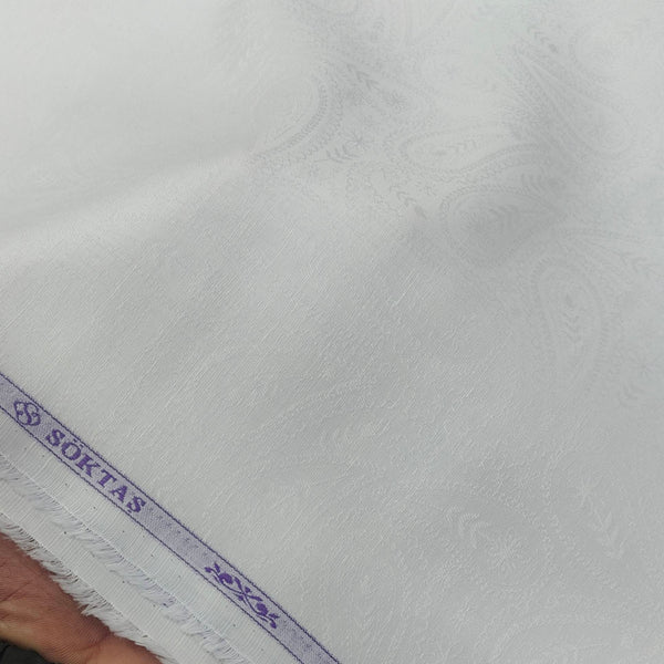 Shirt Fabric Soktas Finest 80s Giza Cotton Jacquard Colour White