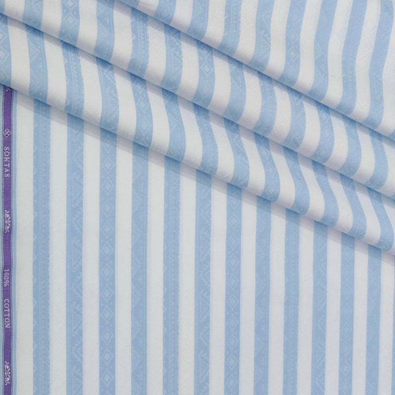 Shirt Fabric Soktas Finest 80s Giza Cotton Jacquard Colour Blue N White