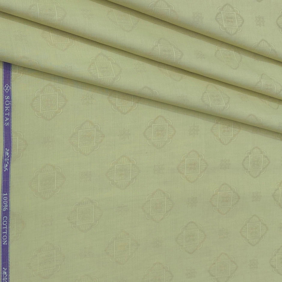 Shirt Fabric Soktas Finest 80s Giza Cotton Jacquard Colour Brownish Green