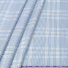 Shirt Fabric Soktas Finest 80s Giza Cotton Mix Check With Zig Zag Colour Blue N White