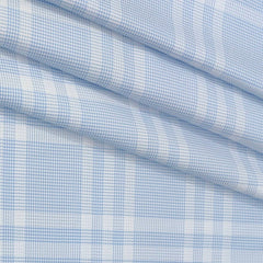 Shirt Fabric Soktas Finest 80s Giza Cotton Mix Check With Zig Zag Colour Blue N White