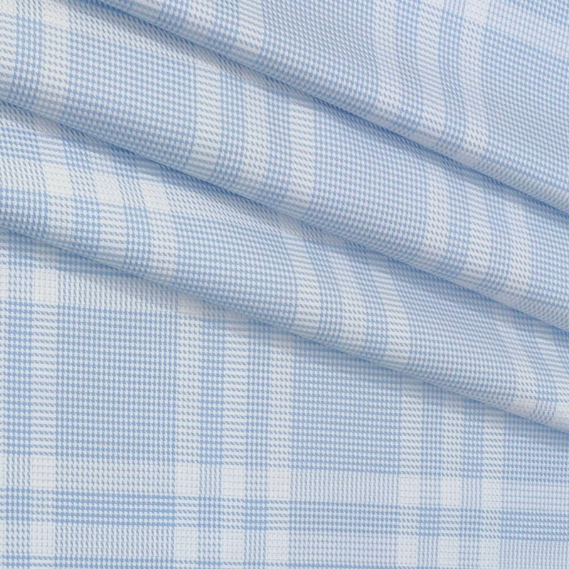 Shirt Fabric Soktas Finest 80s Giza Cotton Mix Check With Zig Zag Colour Blue N White