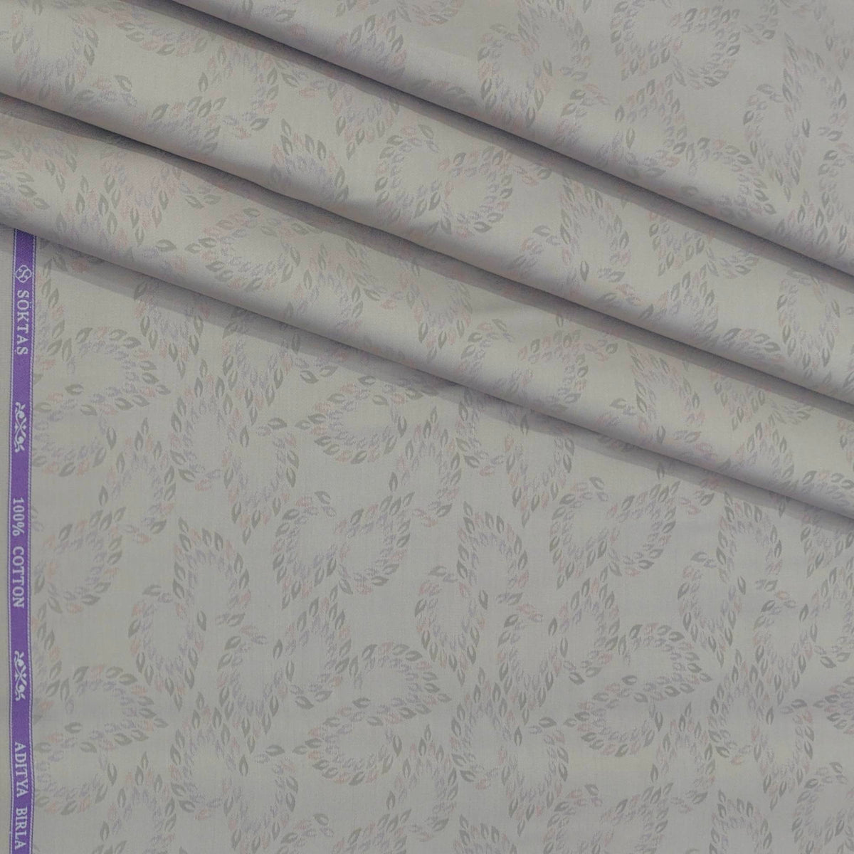 Shirt Fabric Soktas Finest Premium 80s Giza Cotton Jacquard Colour Dusty Greyish Brown