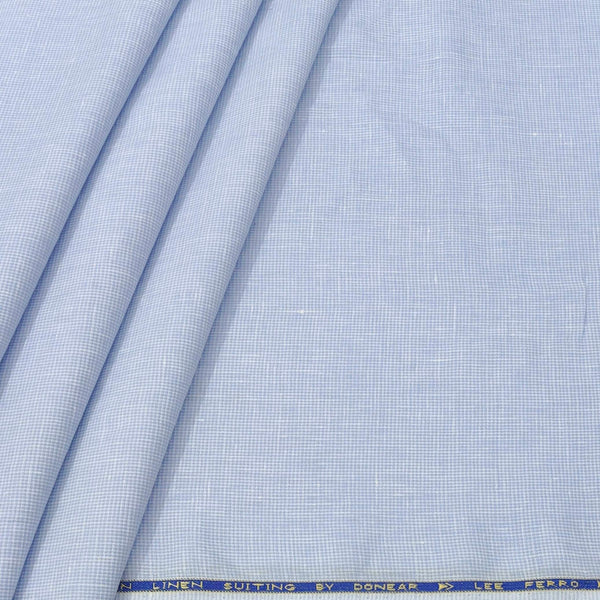 Trouser Fabric Donear Premium 44Lea 100% Linen Pin Check Colour Blue