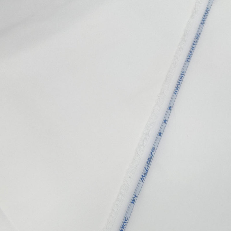 Mafatlal Men's Polyester Cotton White Plain Pyjama Fabric