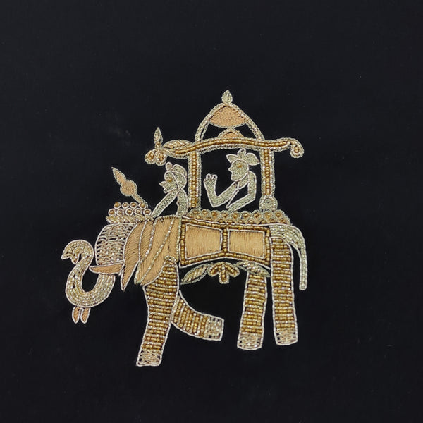 ManTire Premium Designer Bandhgala Suit Fabric With Handwork Colour Crow Black